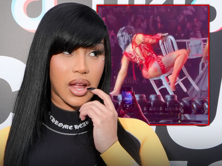 Cardi B, 투어 무대에서 의자와 함께 넘어져